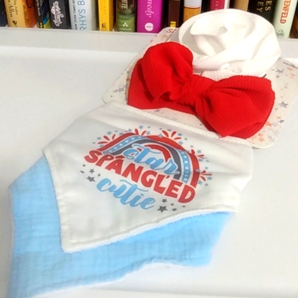 STARS & DREAMERS GIRL'S HEADBANDS & BANDANA BIBS 4 PIECE SET NWT